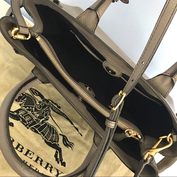 Burberry grey leather banner designer medium tote bag - Picture 5 of 13